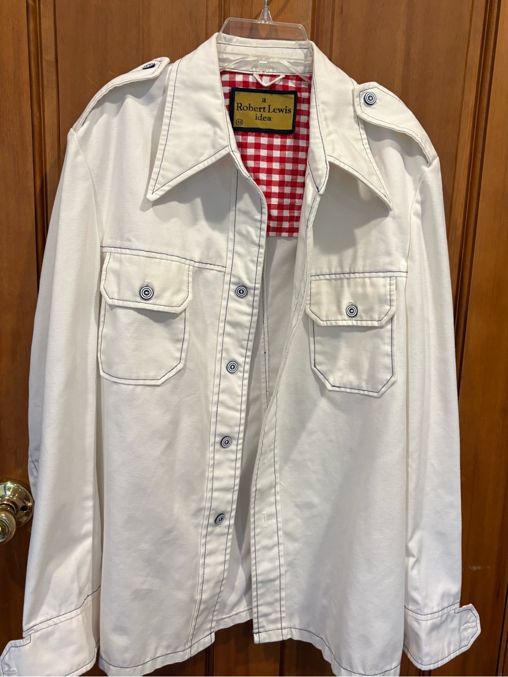 Robert Lewis Idea White Button Front Shirt Jacket and pants size 42 R